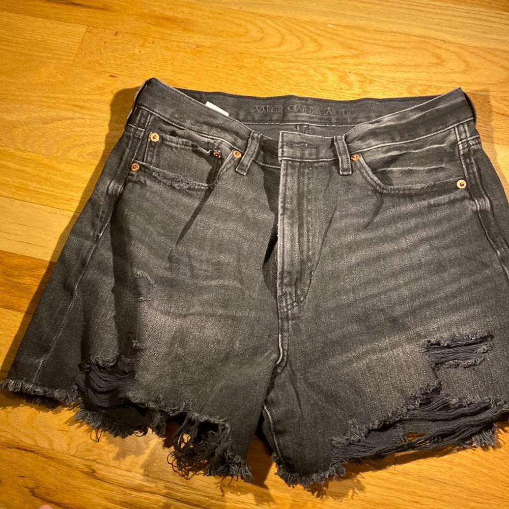 Black denim ripped shorts